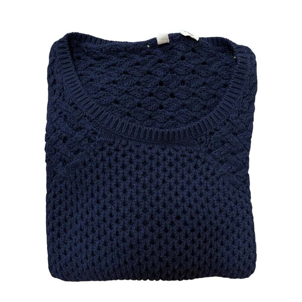 Anthropologie Moth Open Knit Pullover Navy Blue Sweater - Size Extra Small
